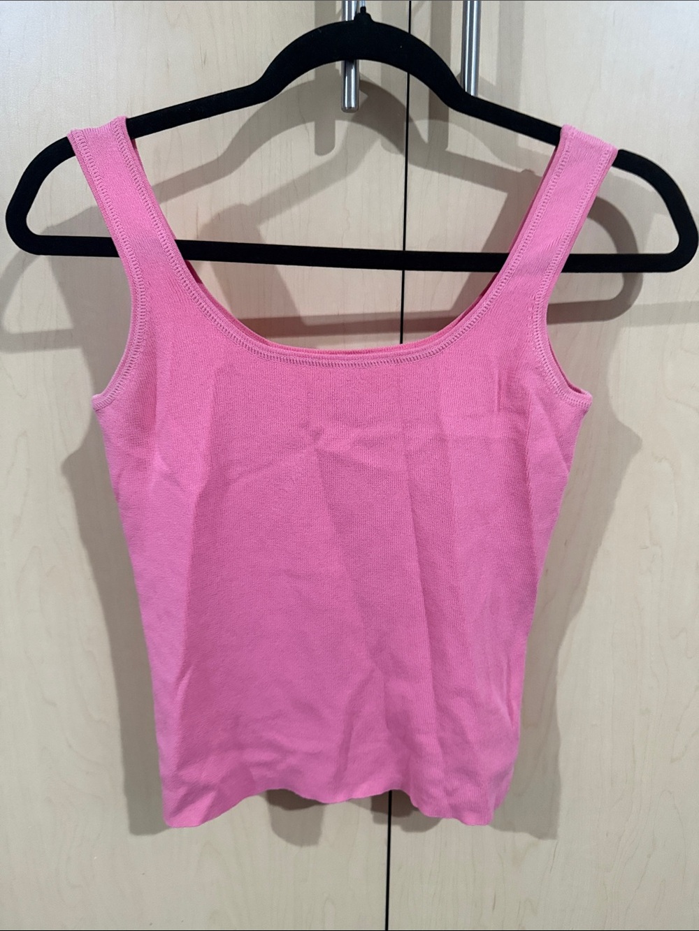 Women's Pink Scoop Neck Ribbed Tank Top